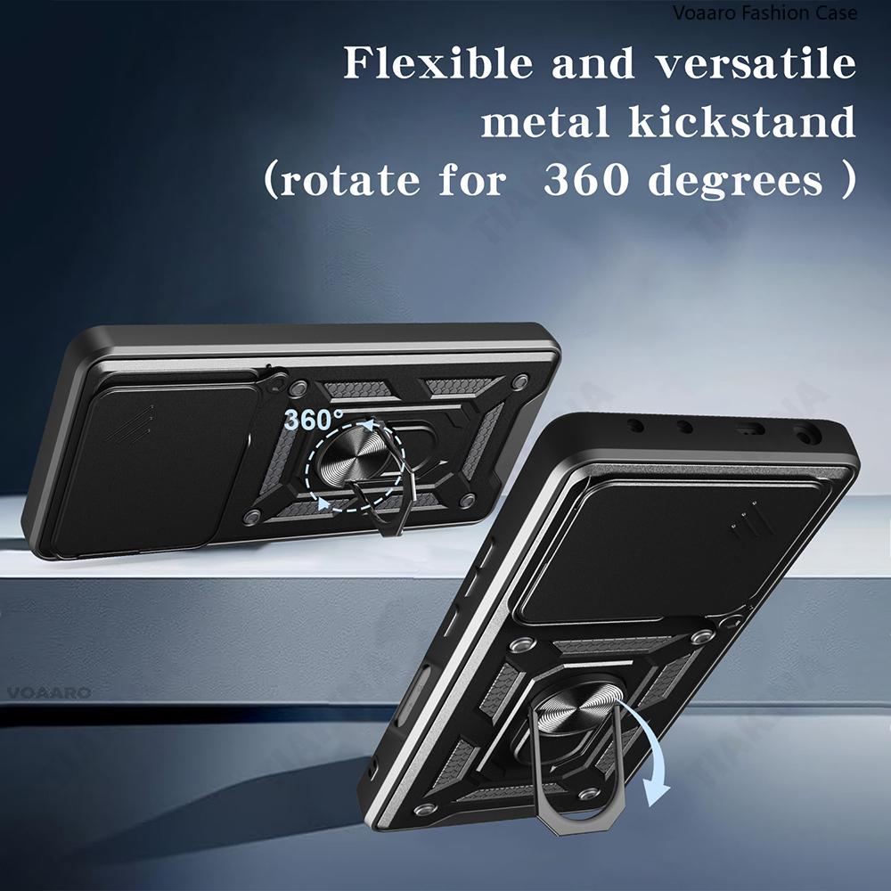 Slide Lens Armor Funda for OPPO F29 Pro 5G Global Case Magnetic Rotate Ring Stand Cover for OPPO A5 Pro 5G China Case
