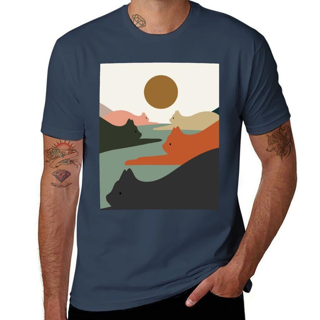 Cat Landscape 93 Tshirt Fashion Casual Short Sleeve Top
