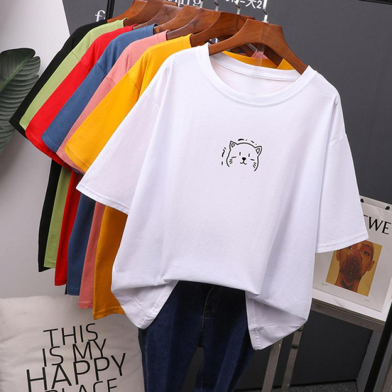 Kawaii Summer T Shirt Women Oversized Soft Tees Cotton Loose Bouses Tops