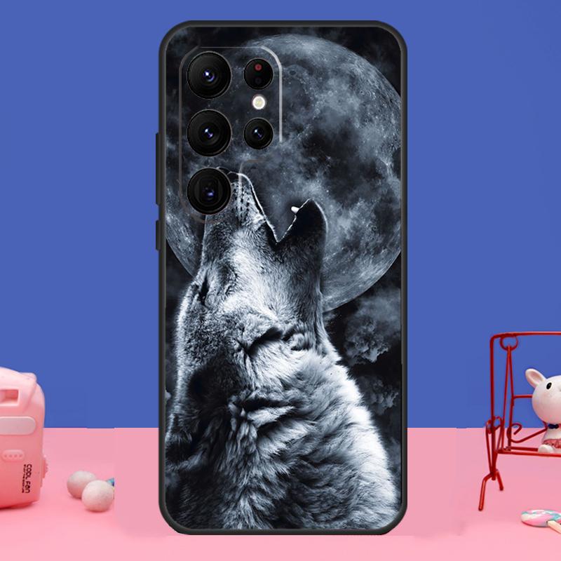 Custodia artistica Wolf Howls per Samsung Galaxy S24 Ultra S23 S22 S21 S20 FE Note 20 S8 S9 S10 Note 10 Plus