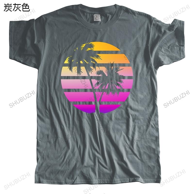New Fashion Brand Tshirt Cotton Summer Short Sleeve Tee Purple Synthwave Style Sunset Retrowave Unisexy Color Tops Unisex Teeshirt