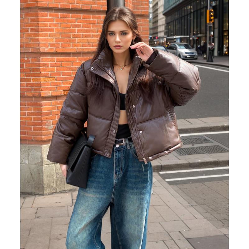 Winter No-wash PU Leather Cotton Clothing Women's Short New Thickened Bread Clothing Small Warm Jacket