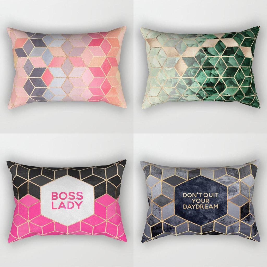 Luxurious Peach Skin Rectangle Pillow Case Featuring Stylish Geometric Marble Pattern For Cozy Spaces