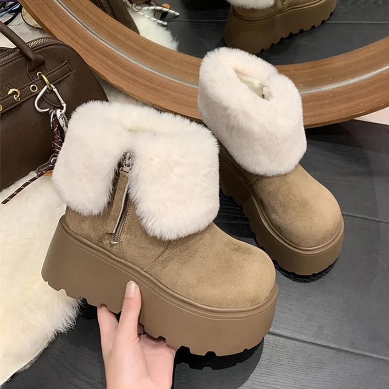 Women's Snow Boots Winter Plush Warm Cotton Shoes Outdoor Non Slip Platform Boot Winter Fur Boots for Women Botas Invierno Mujer
