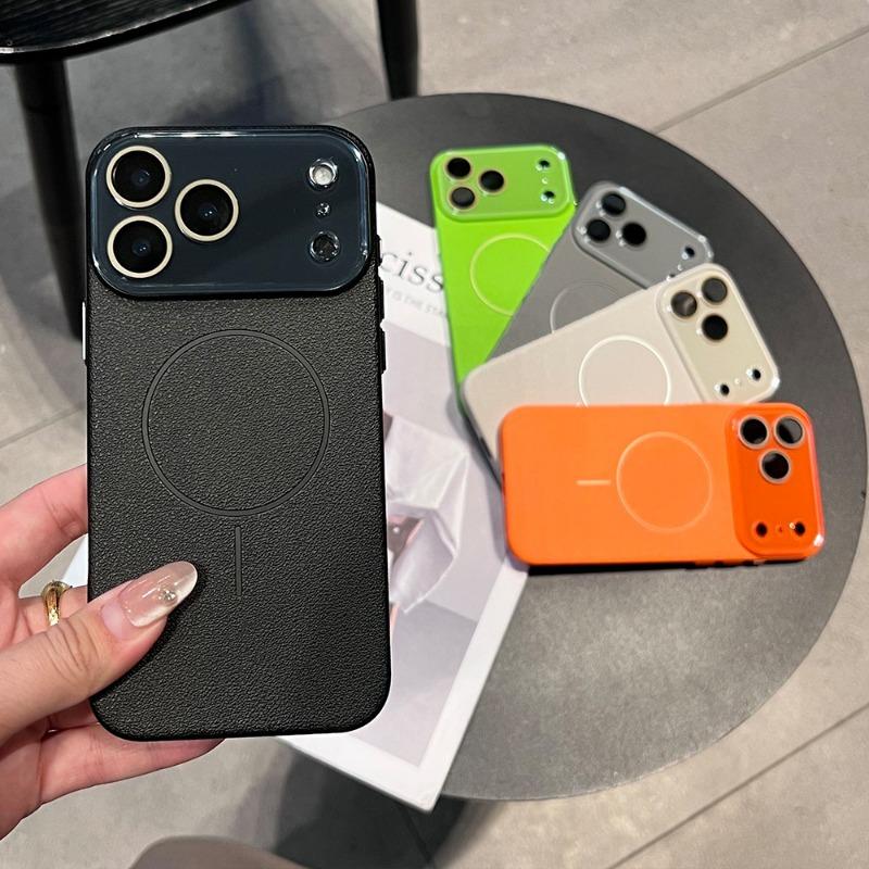 Magnetyczne Etui na Telefon o Skórzanej Teksturze Kompatybilne Z Iphone Obsługuje Ładowanie Bezprzewodowe Odporne na Wstrząsy Pokrowiec Ochronny