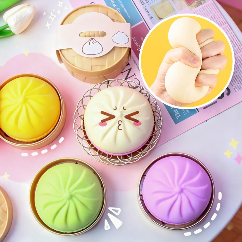 Hot Stress Relief Toys, Squishy Simulation Steamed Bun, Funny Prank Decompression Ball, Anxiety Relief Toy