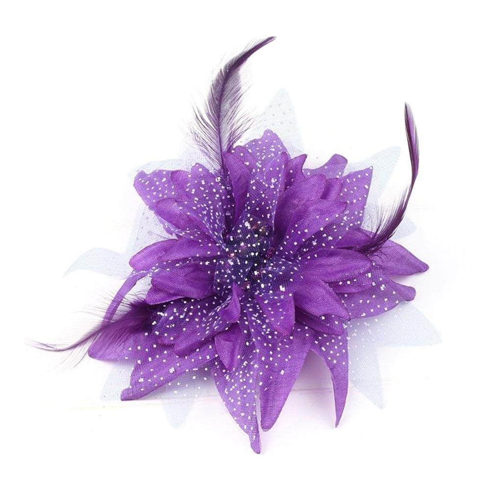Fashion Brooch Feathers Hair Clip Flower Beads Bridal Hairpin Headdress Corsage Feather Hairband for Ladies Children's
