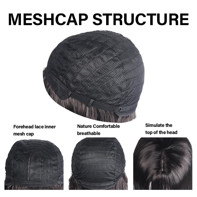 60cm Layered Black Long Straight Wig with Air Bangs, Full Cap Synthetic Fiber Wig for Lolita & JK Style Daily Wear