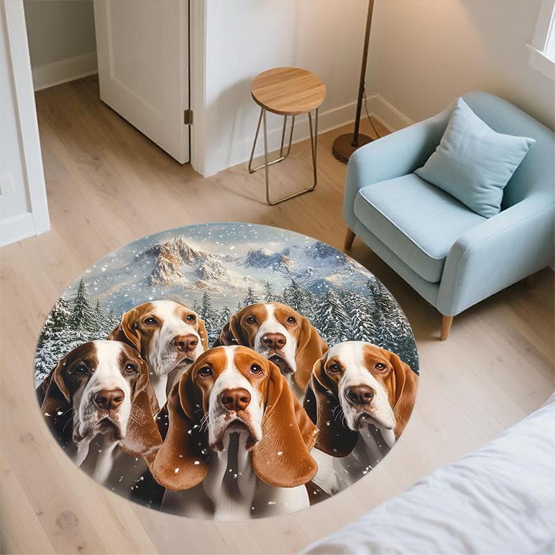 Basset Hound pattern round rug,Carpet Rug for Living Room Bedroom  Playroom ,Non-slip Floor Mat,Holiday Gifts and Birthday Gifts.