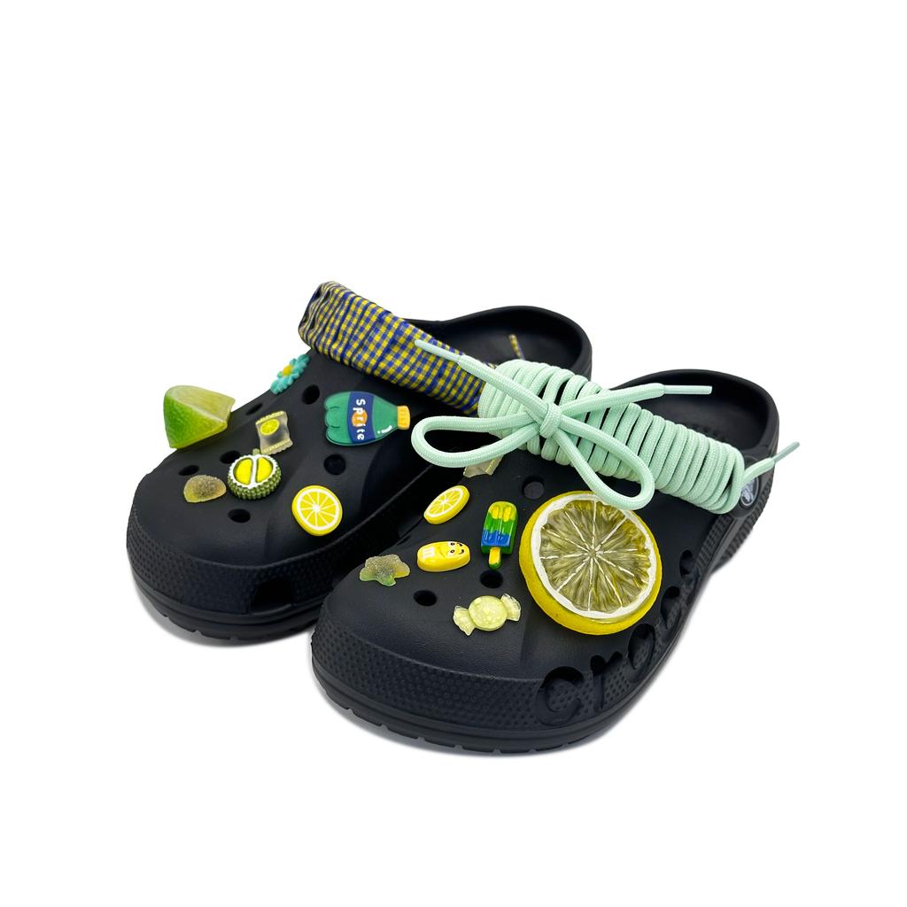 Crocs Baya Classic clog EVA Summer Lemon Beya Beach Hole Shoes Unisex Black