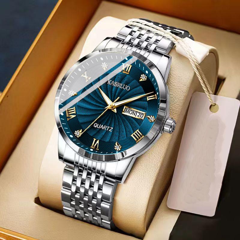 Herren-High-End Modische Automatische Quarz-Uhr, Leuchtendes & Schlankes Design Standard black