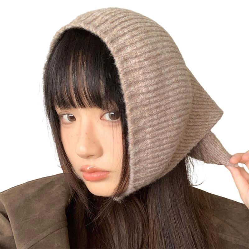Thicken Knit Triangle Scarf Soft Wool Head Wrap Unisex Unique Style Headscarf For Women Men Outdoor Travel Accessory