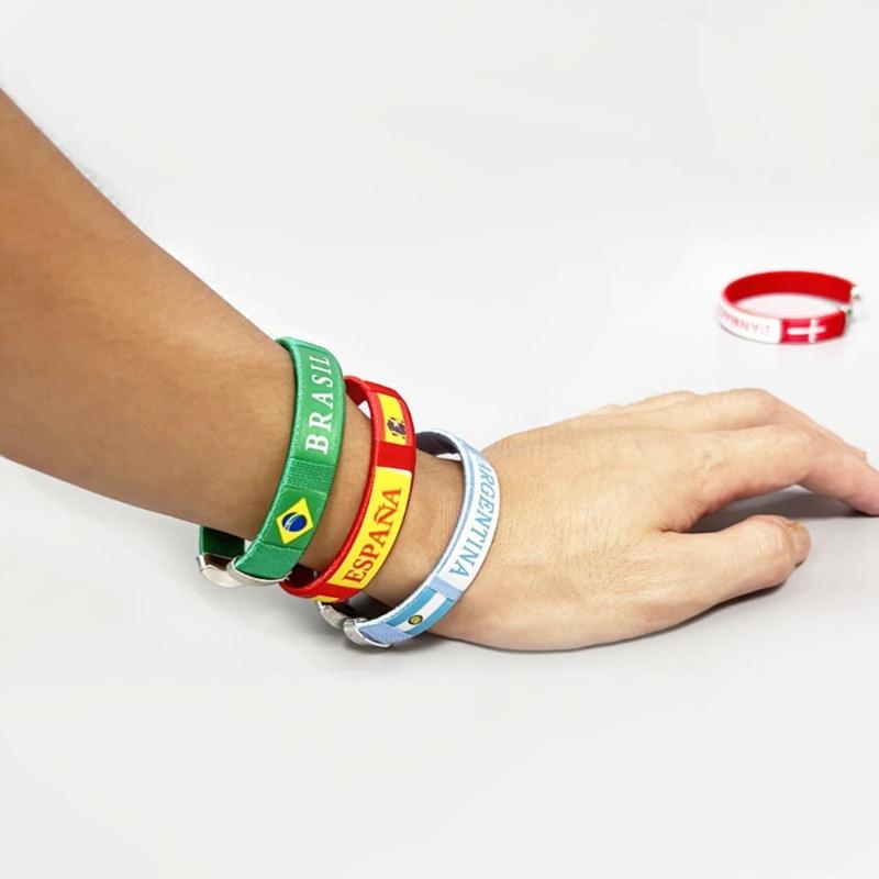 Stylish Country Flag Alloy Bracelet Football Fan Bracelet Country Flag Wristband Alloy Texture Perfect for Football Fan