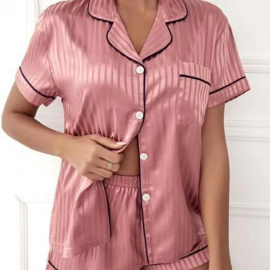 Women's Sexy Print Short-Sleeve Homewear Set - Comfortable Spring/Summer Shorts