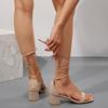 Sandali Moda Punta Quadrata Tacco Spesso Bocca Bassa Nuovi Sexy Eleganti Sandali con Tacco Alto per Banchetto Matrimonio