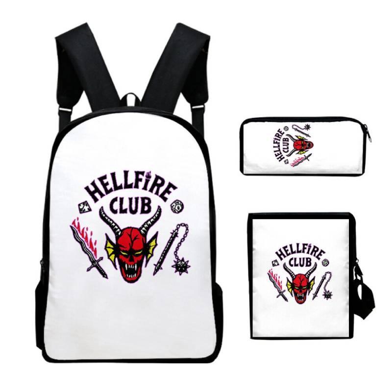 Anime Style Three-piece Backpack Set For Kids With Geometric Pattern And Pencil Case