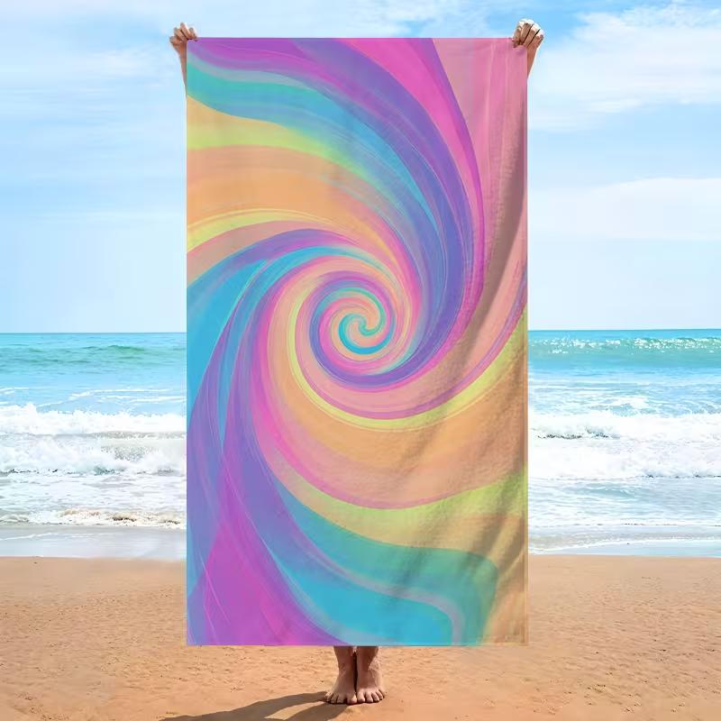 Cute Colorful Heart Print Beach Towel Absorbent Quick Dry Sandproof Towel Sweet Heart Pattern Summer Towel for Beach Activities