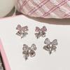 Korean Bows Earring with White Zircon Women's Fashion Cute Pink Crystal Stud Earrings Y2k Earring for Girls Party Zircon Gifts