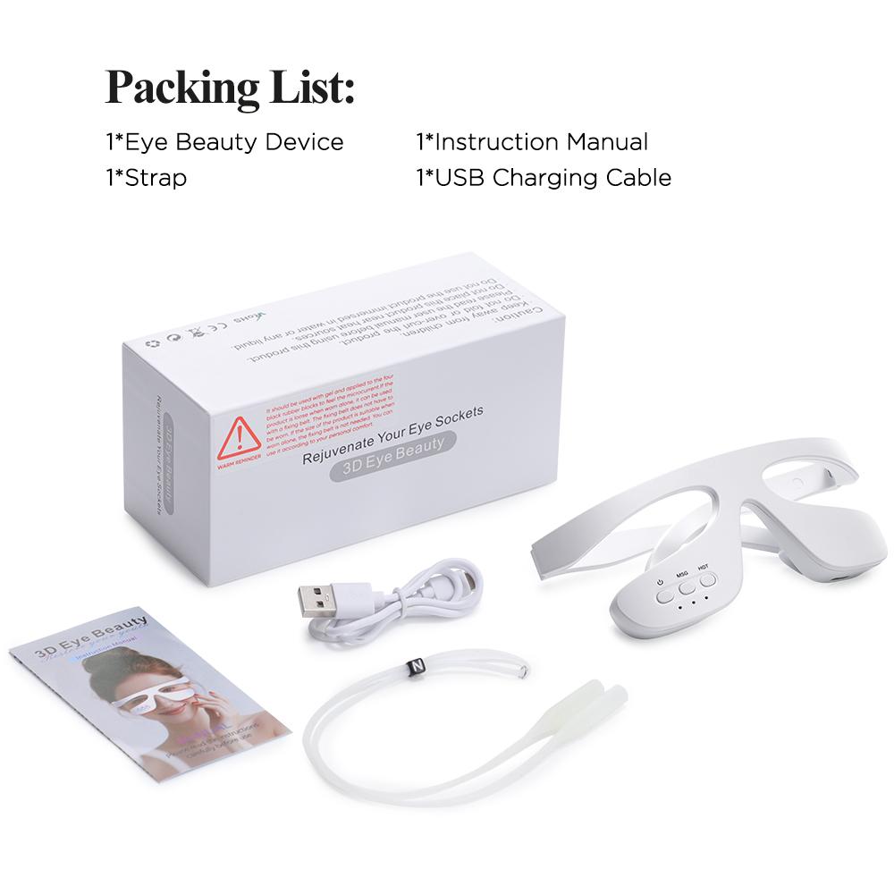 

Microcurrent Under Eye Beauty Device Red Light Therapy Reduce Dark Circles 3D Eye Massager Relief Eye Fatigue with Glasses Strap белый