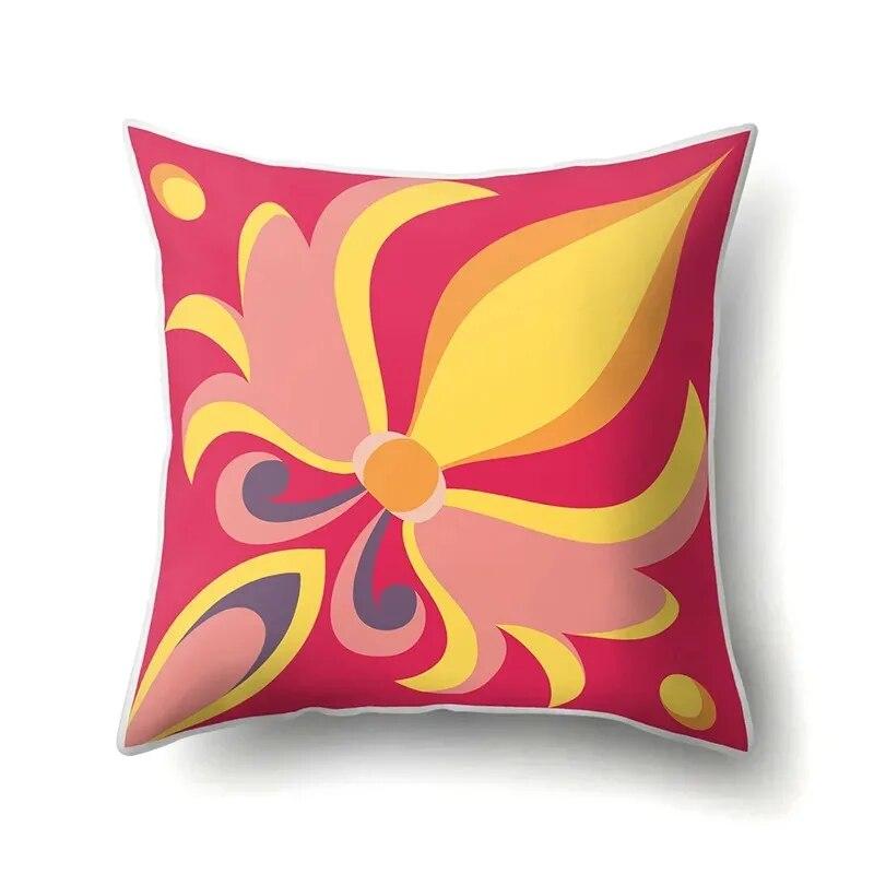 45x45cm Geometric Floral Print Pillowcase Office Chair Living Room Sofa Cushion Cover Bedroom Room Home Decoration