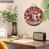 2D Flat 1pc Christmas Hot Drinks Wooden Sign Decoration, Round Embossed Effect Front Door Wall Decoration, Suitable for Home Office Decoration