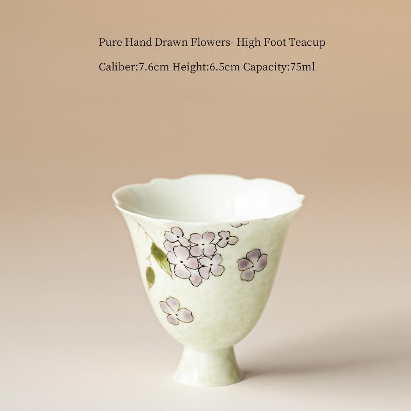 

Pure Hand Drawn Beautiful Flowers Tea Cup Ceramic Tea Tasting Cup Tea Smelling Cup Kungfu Tea Set Tea Ceremony 200ml