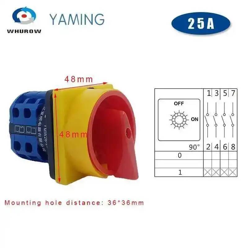20A And 25A OFF-ON 4 Poles Disconnect Isolator Switches LW26GS CA10 48x48mm 64x64mm Padlock Rotary Cam Switch