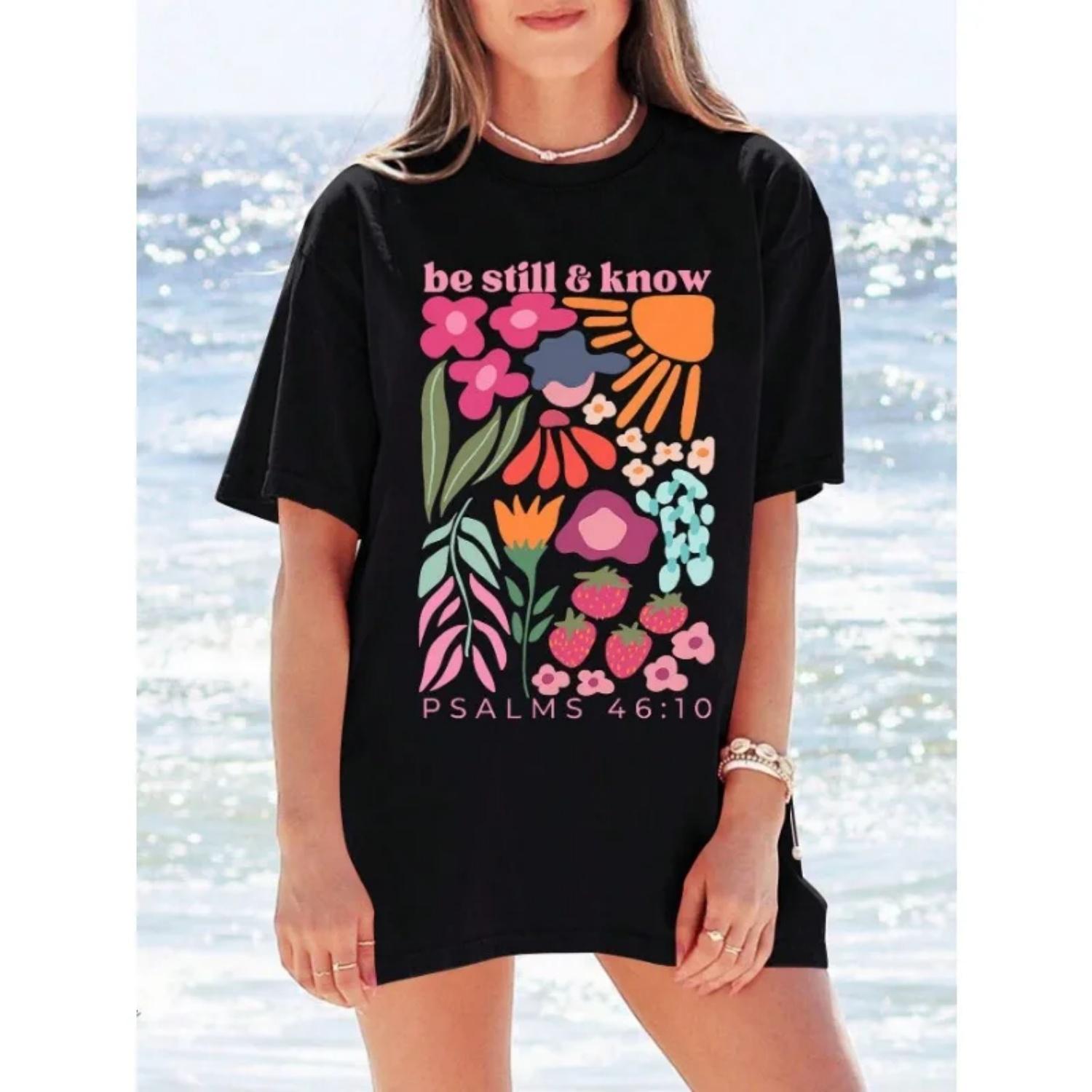 

Women s Short Sleeve Floral Pattern Casual T-Shirt Summer Loose Plus Size Top Comfort T-Shirt XXXXXL чорний