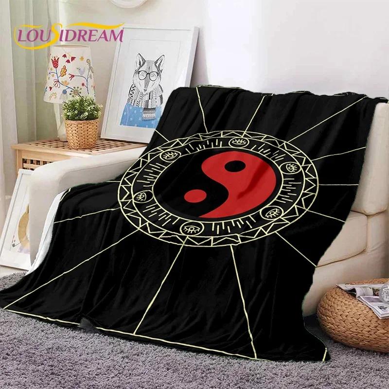 Natur Yin Yang Chinesische Tai Chi Bagua Weiche Flanelldecke für Betten Schlafzimmer Sofa Picknick, Überwurfdecke zum Zudecken Outdoor Nickerchen Geschenk