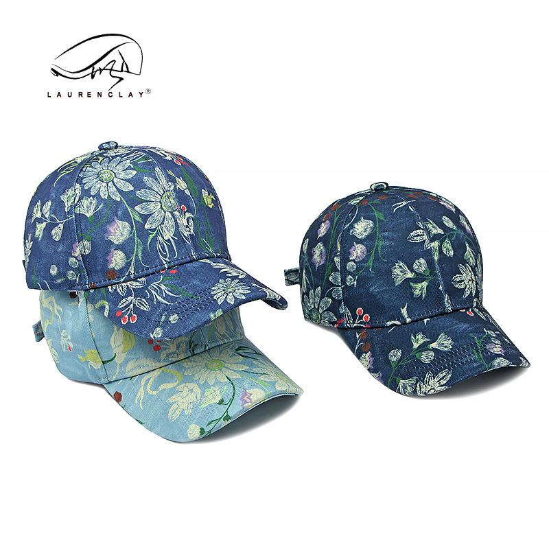 Hat Men's Ladies Outdoor Shade Baseball Cap Fashion Imitation Denim Print Hardtop Cap Tide