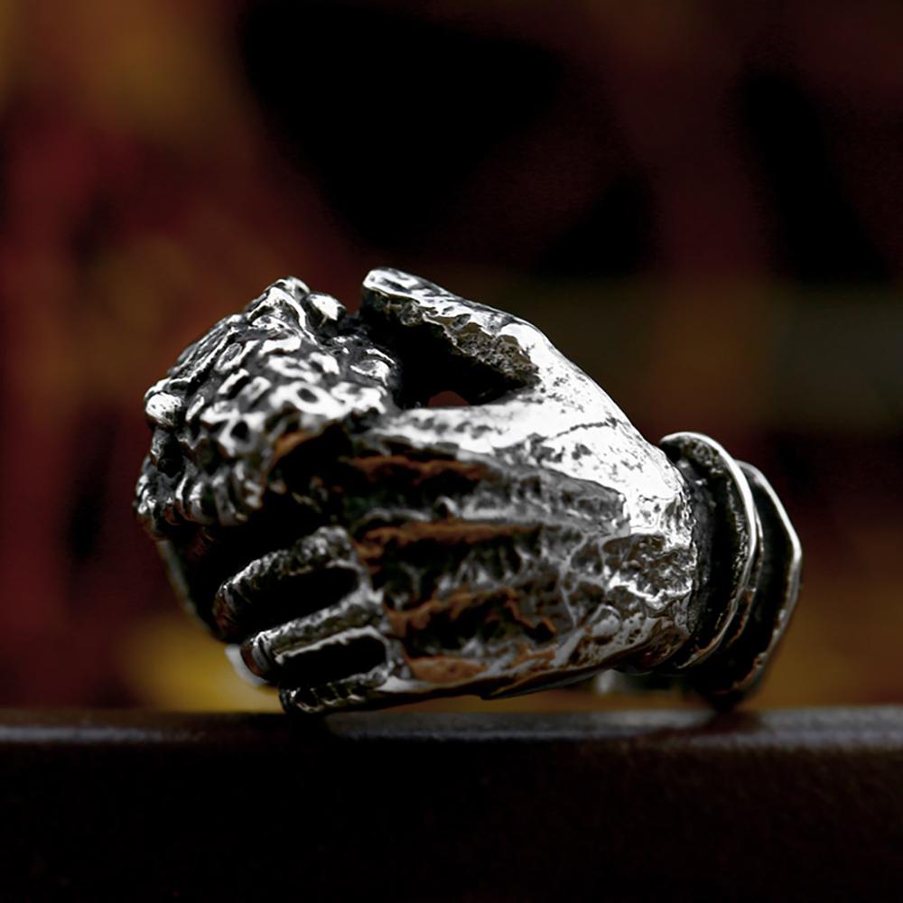 Gothic Vintage Stainless Steel Snake Ring for Men Cool Biker Hand Bones Rings Unique Creative Fashion Jewelry Gift Dropshipping
