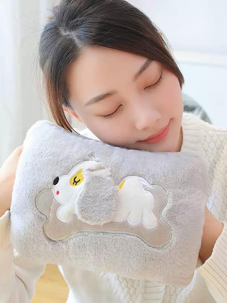 Rechargeable Hot Water Bag Removable and Washable Explosion-Proof Heating Pad for Girls Warm Belly Hand Warmer Plush Cute Cartoon Electric Heater