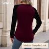 JPNTKY Women's Fashion Casual Long Sleeve O-Neck Blouses & Shirts