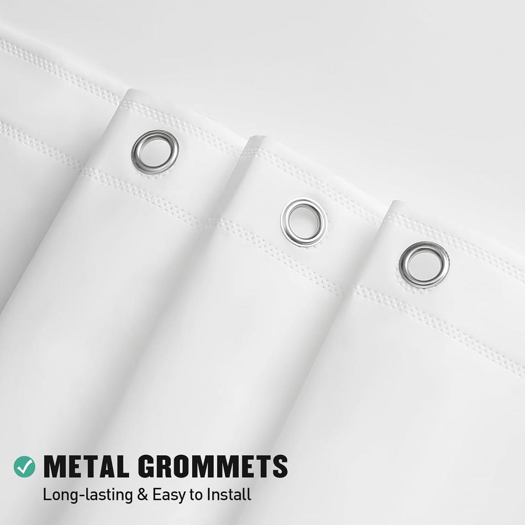 1Pc White Lightweight Shower Curtain Liner With Magnets & Metal Grommets, Plastic Bath Curtain Bathroom Decor & Accessories