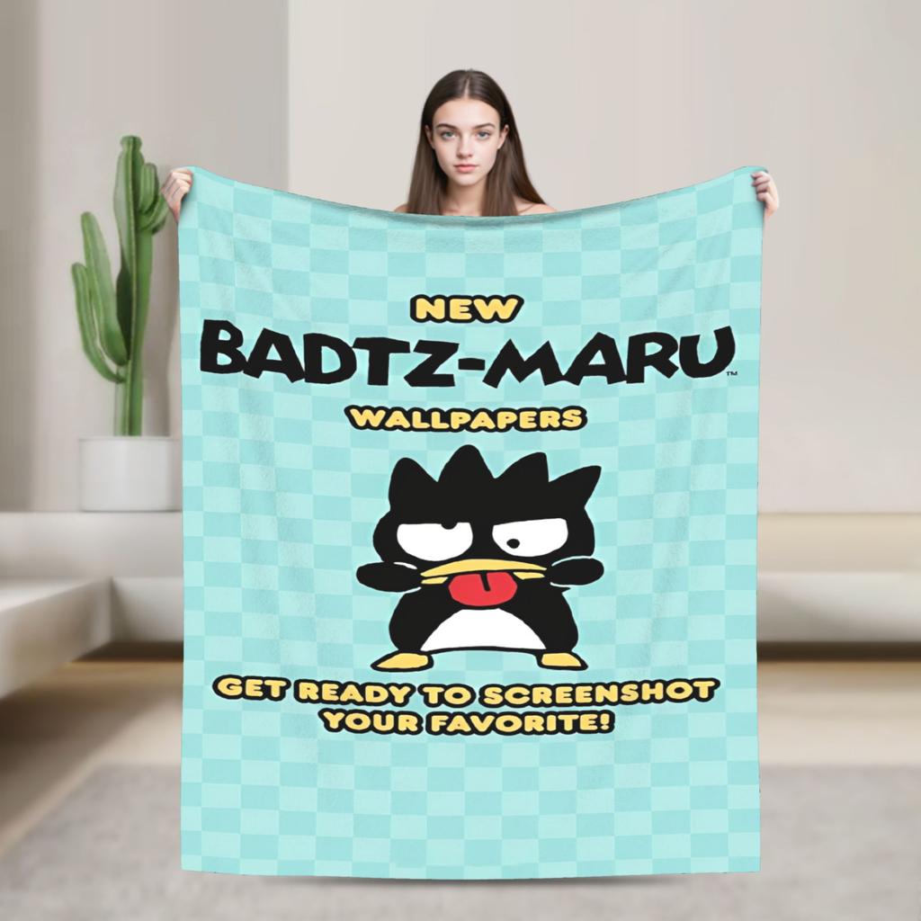 Kawaii Black Penguin Blanket Bad Badtz Maru Super Warm Pattern Plush Throw Blanket For Couch Bed Flannel Bedspread Bed Cover