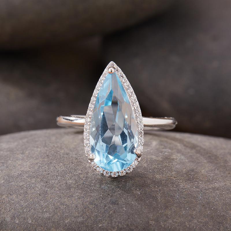 Naturlig Topas Citrin Halsband Damset S925 Sterling Silver Färgade Smycken Personlig Vattendroppe Form