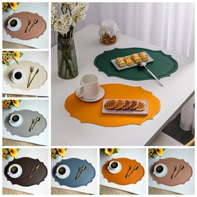 Retro Faux Leather Dinner Mat Oil-resistant Nordic Style Placemat Waterproof Thermal Insulation Mat Kitchen Use