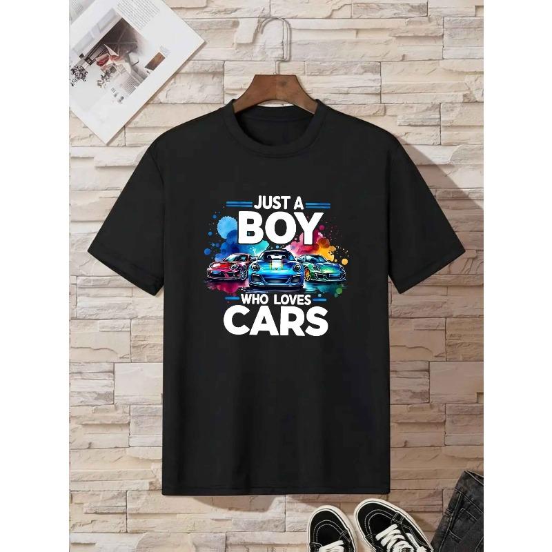 European sizes Boys' Casual T-Shirt with Graphic Design - Short Sleeve, Crew Neck, Medium Stretch, Spring/Summer Fashion Top for Youngsters,