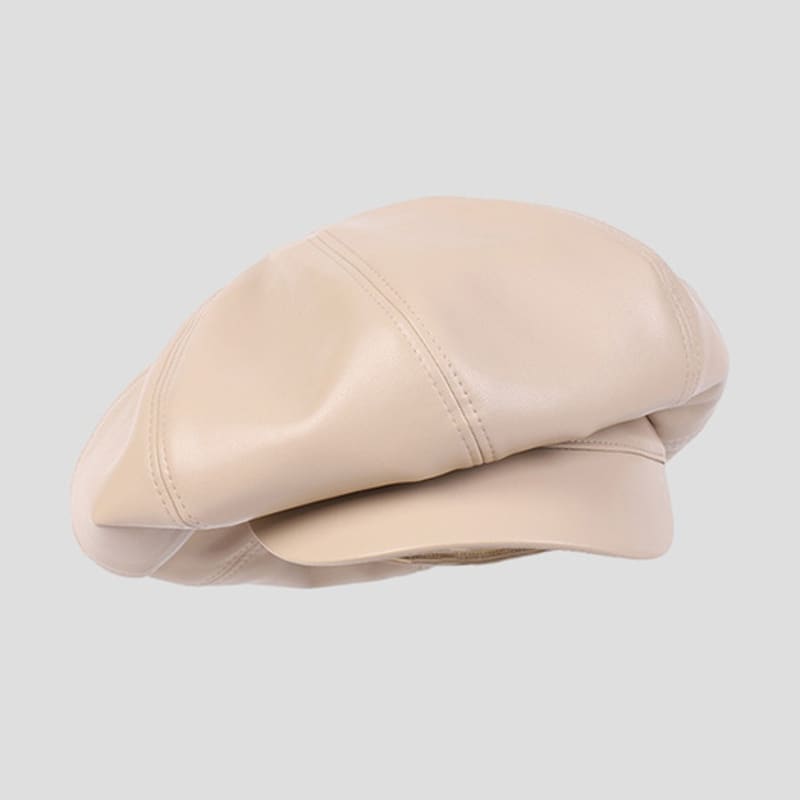 

LOOKING4U Retro Leather Newsboy Cap C2 Ivory IVORY