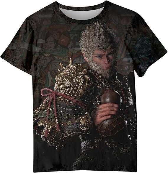 2024 Black Myth Wukong Color Printing Pattern Printing Short Sleeve T-Shirt Summer Men's and Women's Casual Versatile Fashion