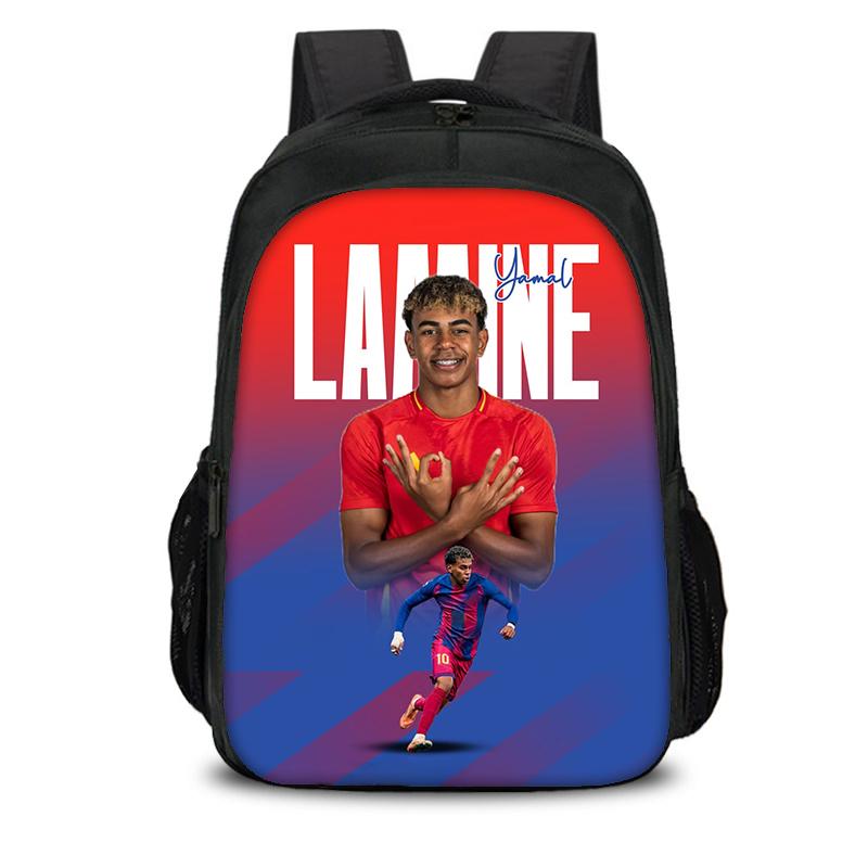 Zaino a doppio strato L-Lamin Yamal Zaino per la scuola Zaino da calcio Zaino sportivo da calcio Zaino da viaggio ad alta capacità