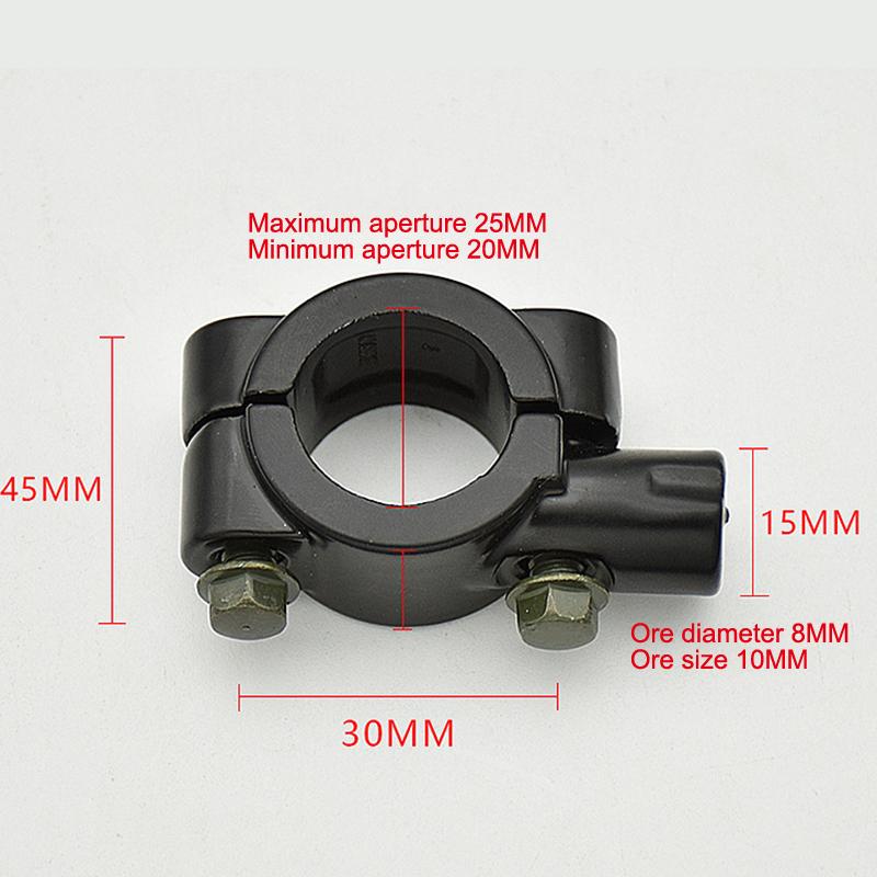 Universal 10mm 8mm Thread Motorcycle Mirror Mount Clamp, Black Rear View Mirror Holder Adapter, Handlebar 22mm, Pack of 2