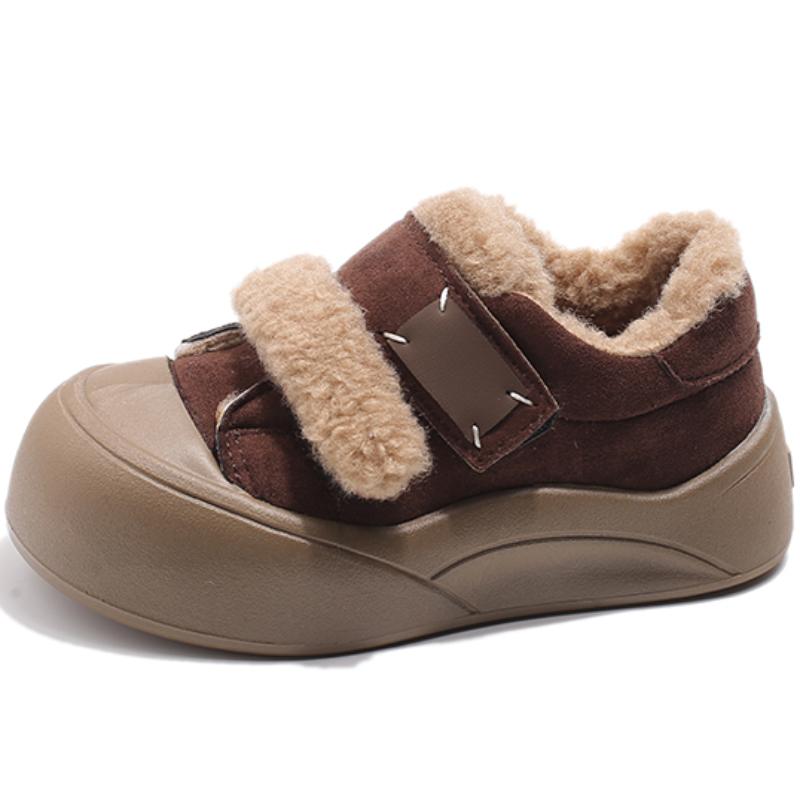 2024 Winter New Children's Shoes Girls Korean Style Lamb Wool Girl Cotton Shoes Thicken Velvet Warm Anti-kick Furry Shoes