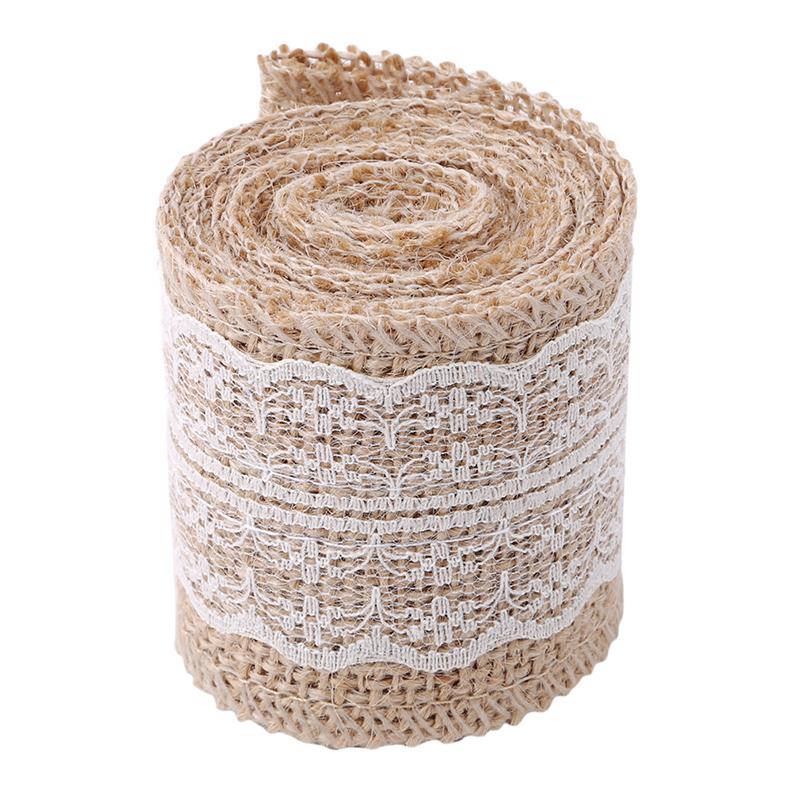 Buy 1roll DIY Natural Hessian Ribbon Lace Trim Edge Vintage Jute Burlap ...