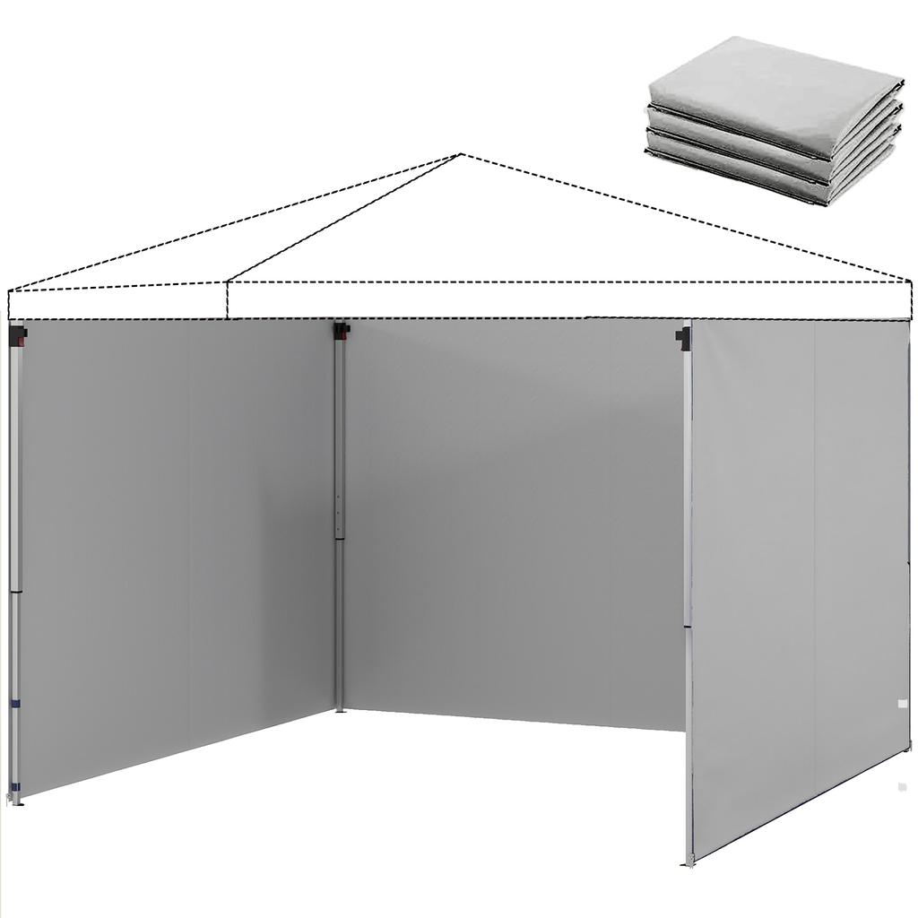 3-piece Set Side Panels with Zipper for 3 x 3 m Gazebo, Light Grey