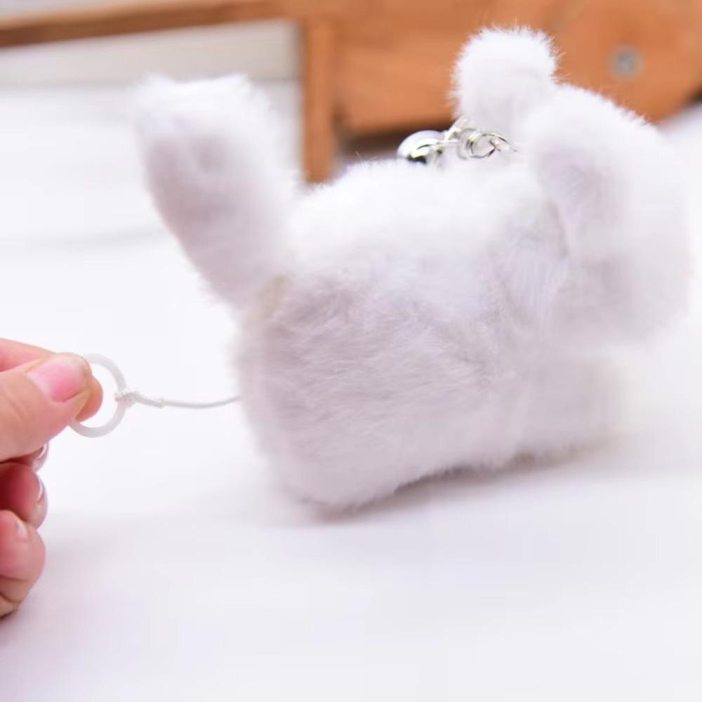 Cartoon Design Plush Keychain Lovely Cat Pompom Ball Plush Keyring Pet Doll Cat Plush Doll  Gift
