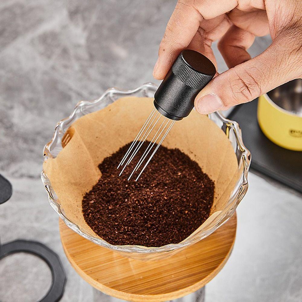 Magnetic Coffee Espresso Stirrer Stainless Steel Anti Slip Handle Coffee Tamper Needle 8 Needles Portable
