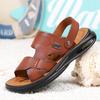 Sandals men's summer new beach shoes genuine leather cool slippers soft sole men's sandals trend one shoe two wear leather sandals