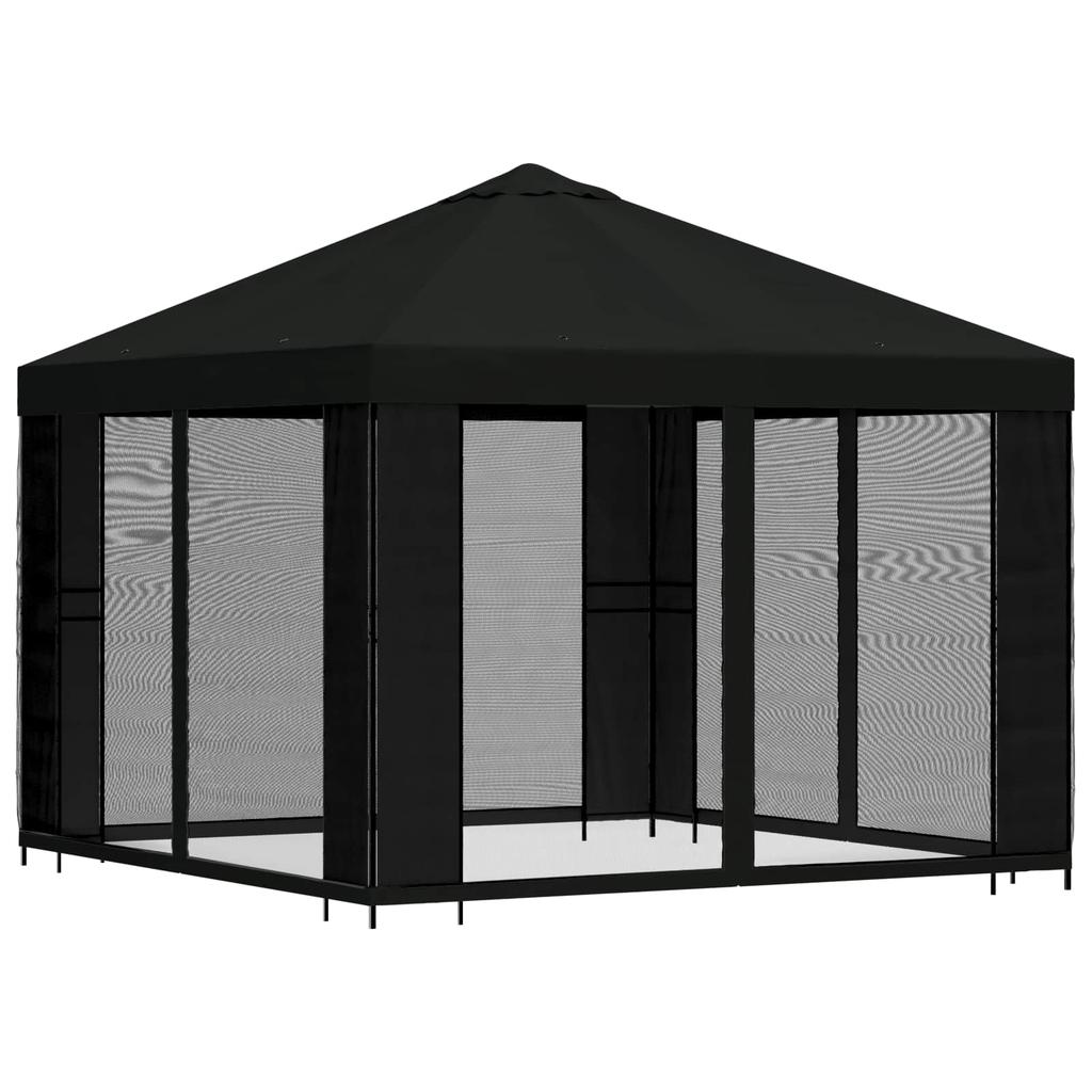 Garden Pavilion with Side Walls 3 X 3 M Black