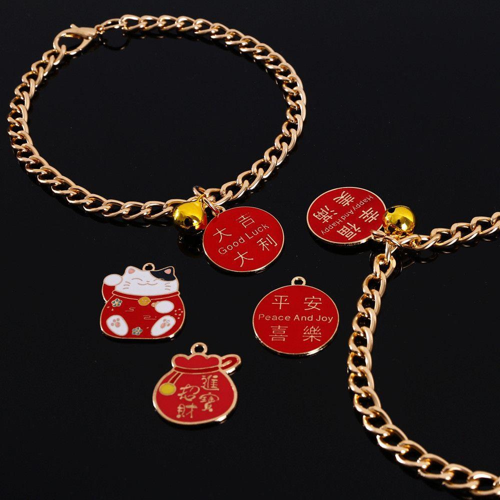 

Kitten Necklace Good Luck Pet Supplies Puppy Gold chain Dog Collar Cat Collars Lucky Cat Pendant